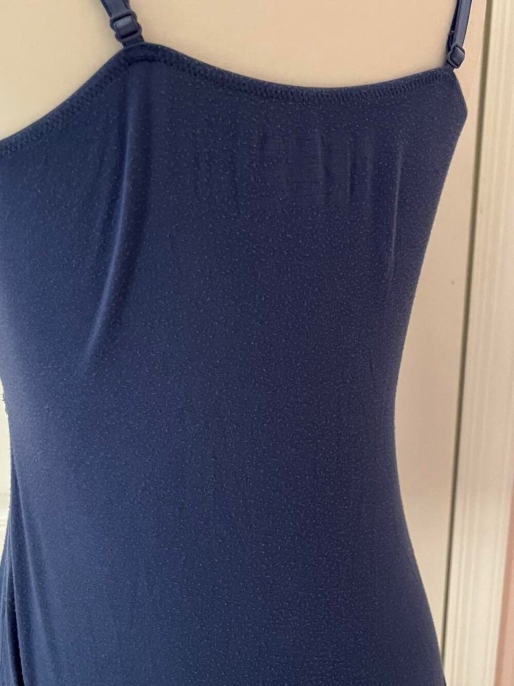felina navy / periwinkle lace trim cami top with adjustable straps - Picture 3 of 5